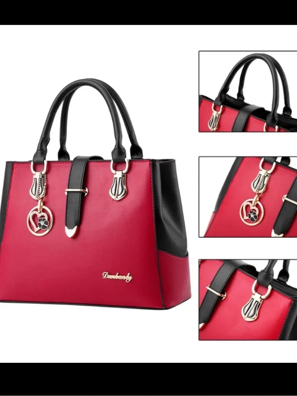 Elegant Red and Black Bag Satchel Purse NEW